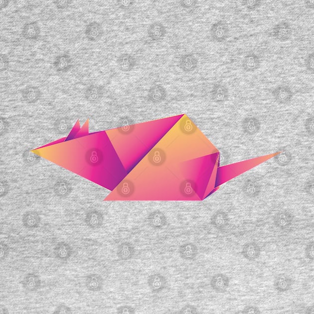 Neon pink origami mouse by AnnArtshock